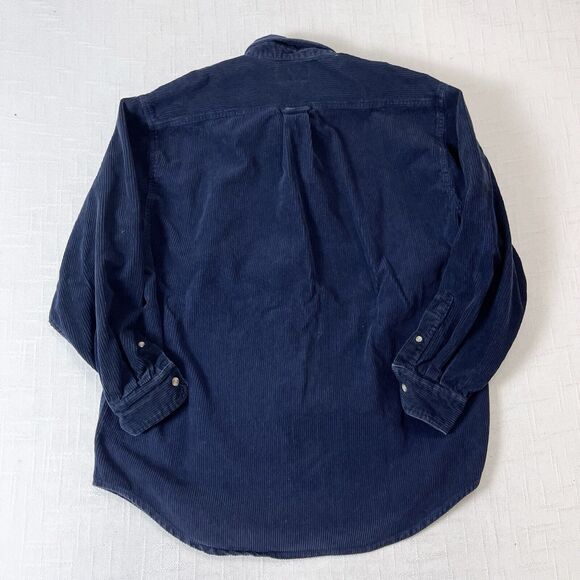 90s Fargo Corduroy Button Down Shirt M-L Vintage Blue Wide Wale Outdoors Grunge - Picture 2 of 7